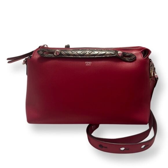 Fendi Small By The Way Red With FF Embossed Handles - Picture 1 of 13